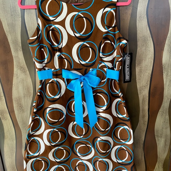 NWT Jessica Howard, Brown/Cream/Black Sleeveless dress, size 12P - Picture 1 of 6